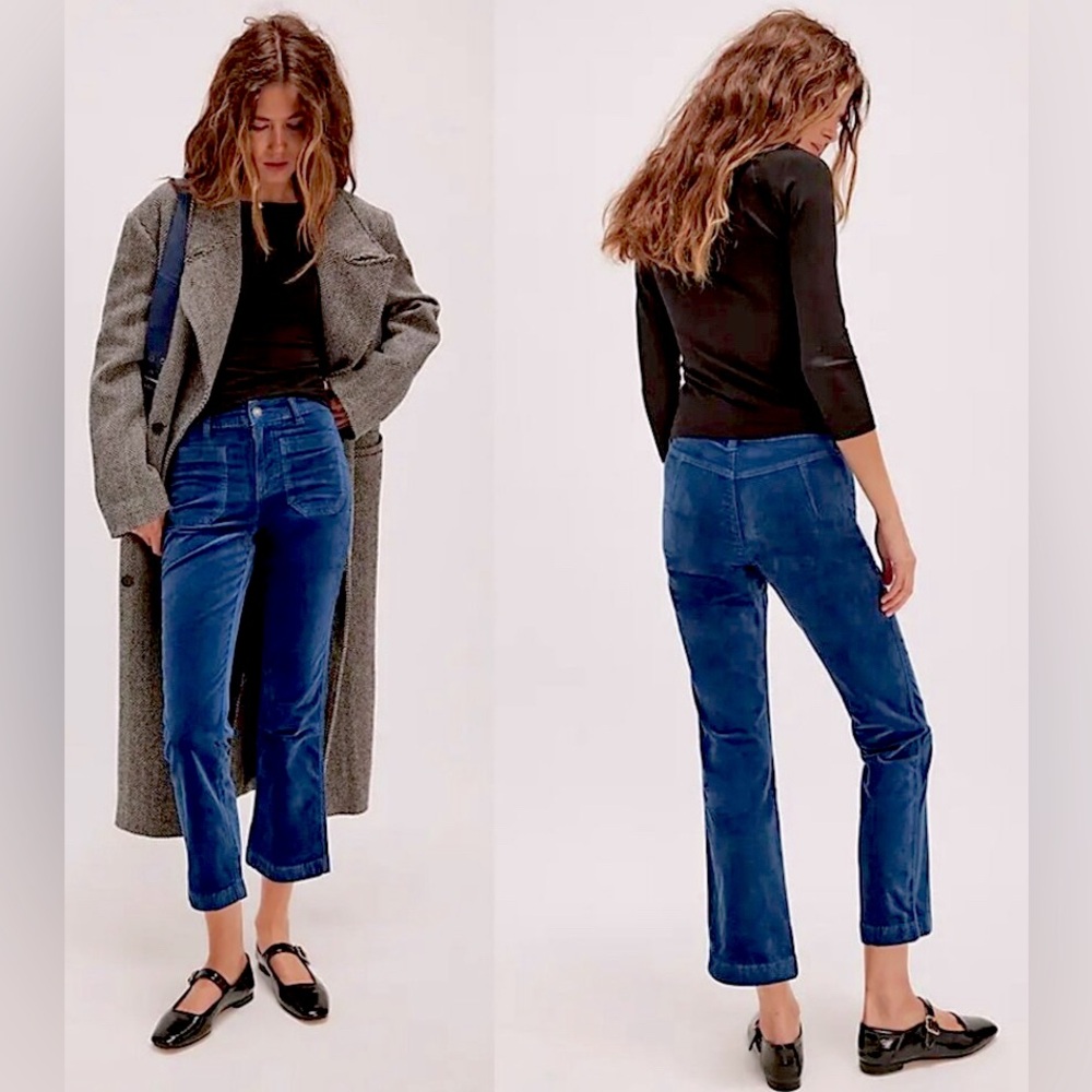 Free People - High Time Velvet Cropped Kick Flare Pants Women’s Size 6 (NWOT)